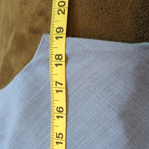 LIKE NEW ASOS DESIGN Linen Look Twist Strap Bias Maxi Dress in Denim Wash Blue 8 - Picture 14 of 15